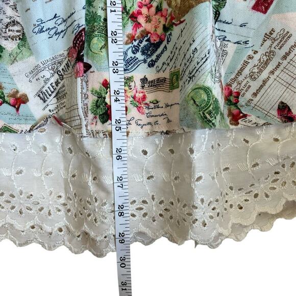 Under Moments Midi Length Skirt Slip Layered Novelty Print Eyelet Hem Boho Retro - Picture 8 of 15